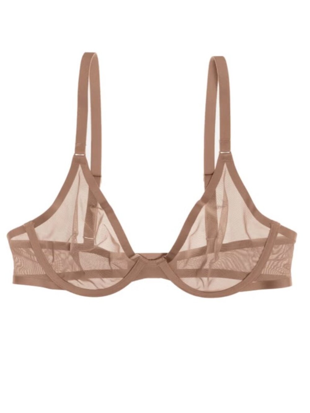 Cuup Size 34E Plunge Sheer Tan Underwire Bra